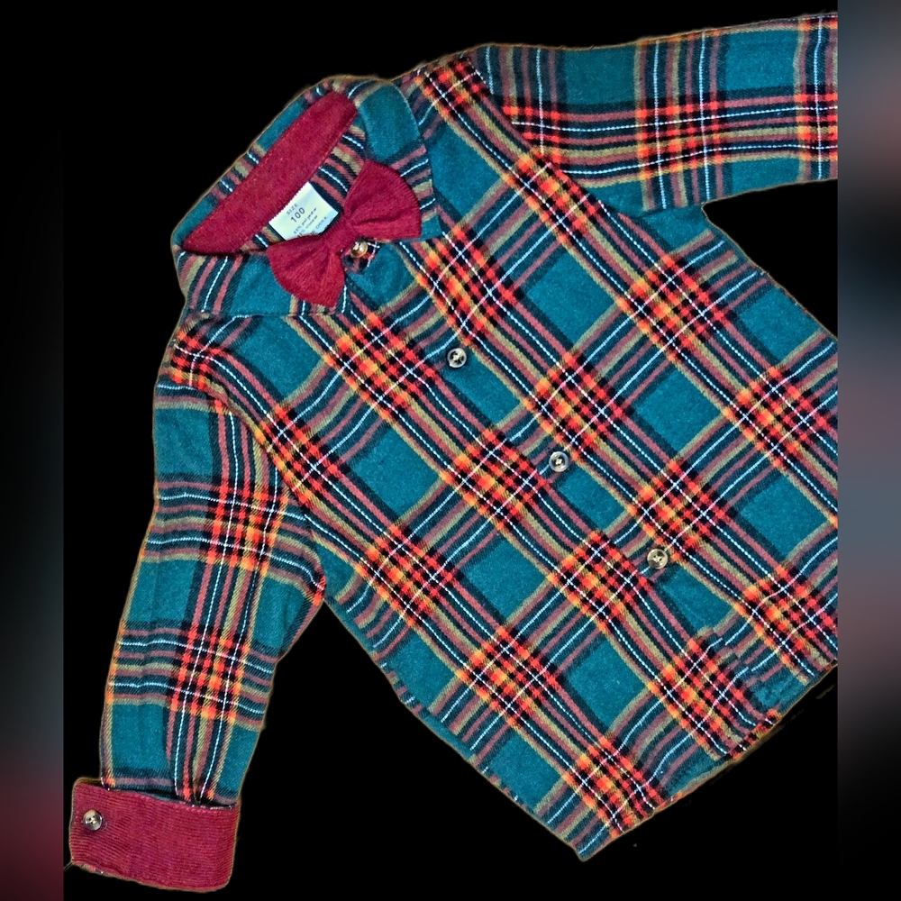 Size 3T/4T Holiday Button-Down Shirt with Bow Tie